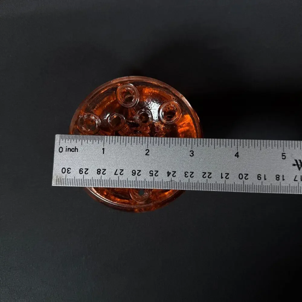 Floral Frog Glass Amber Color Vintage Decortications Floral Arrangements 13 hole